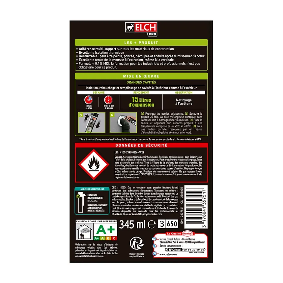 Mousse expansive Pro 500ml, lot de 2-Elch Sale