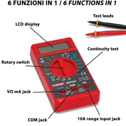 Multimètre digital 6 en 1, sondes fournies-Velamp