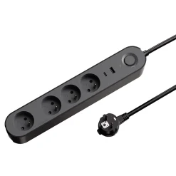 Multiprise 4 prises + 2 USB 1.5 m noire-Jacobsen Sale