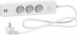 Multiprise 3 prises + 2 usb Odace blanc 1.5 m^Schneider Electric Discount