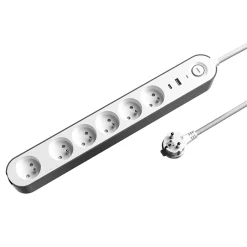 Multiprise 6 prises + 2 USB 1.5 m blanche-Jacobsen Clearance