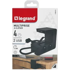 Multiprise 4 prises + 2 USB-A noir 1.5 m-Legrand Online
