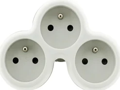 Multiprise 3 prises 16A blanc/gris Homepower 230V- Online