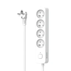 Multiprise 4 prises avec interrupteur blanc gris 2 m^ Sale