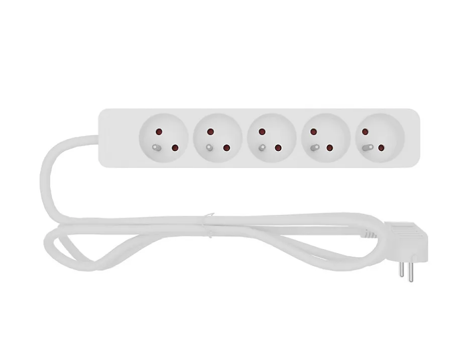 Multiprise 5 prises blanc 1 m 16A 3680W 230 V^ Outlet
