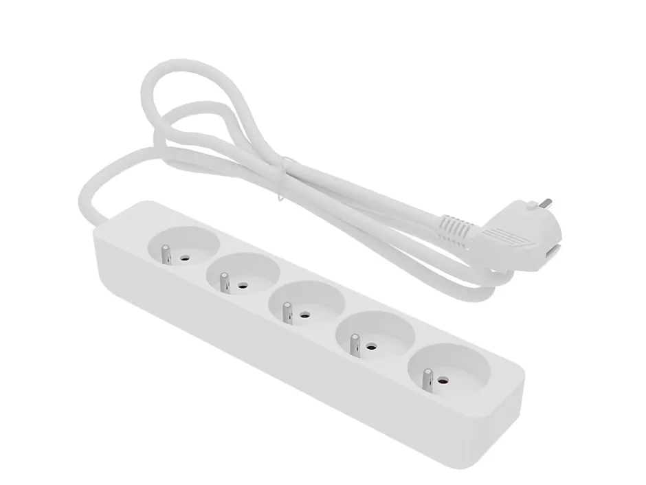 Multiprise 5 prises blanc 1 m 16A 3680W 230 V^ Outlet