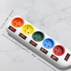 Multiprise 5 Prises Interrupteurs Câble 150 cm Stickers Couleurs-Fishtec Clearance