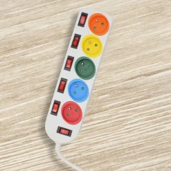 Multiprise 5 Prises Interrupteurs Câble 150 cm Stickers Couleurs-Fishtec Clearance