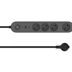 Multiprise 4 prises 1.5 m noir-Jacobsen Hot