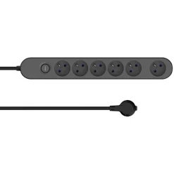 Multiprise 6 prises 1.5 m noire-Jacobsen Discount