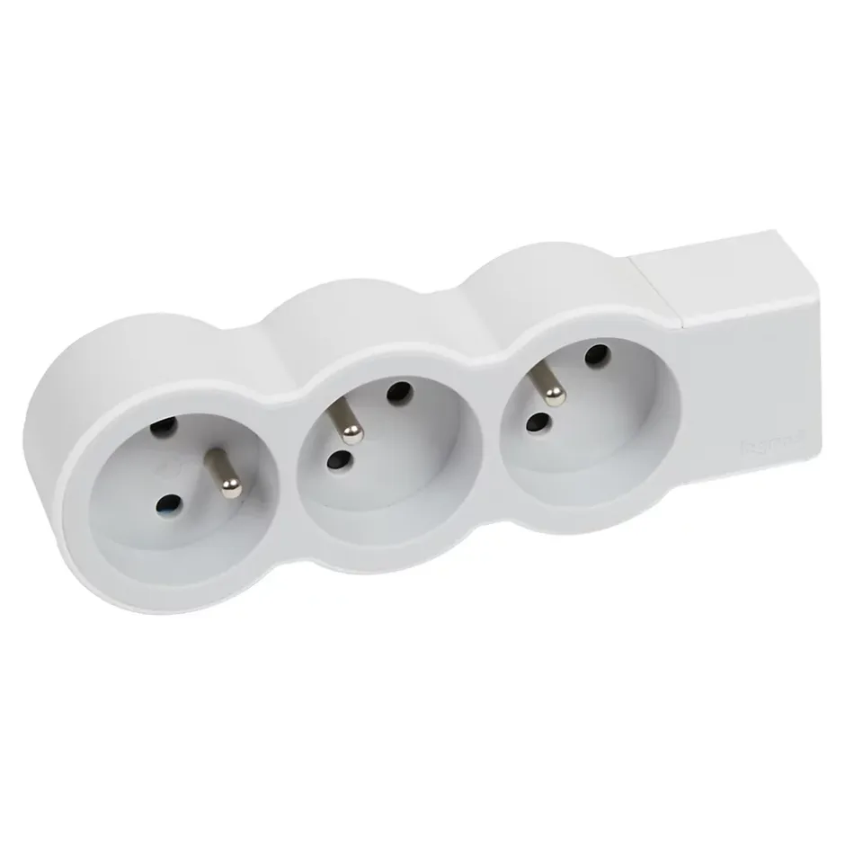 Multiprise 3 prises blanc et gris-Legrand Hot