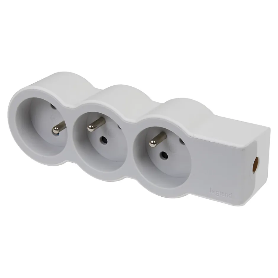 Multiprise 3 prises blanc et gris-Legrand Hot