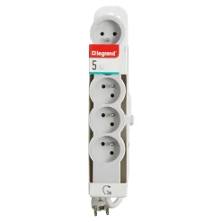 Multiprise 5 prises blanc et gris 3 m-Legrand Hot