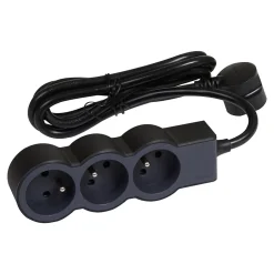 Multiprise 3 prises noir et gris 1.5 m-Legrand Hot