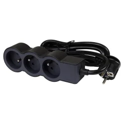 Multiprise 3 prises noir et gris 1.5 m-Legrand Hot