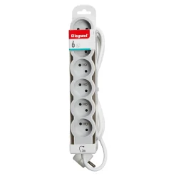 Multiprise 6 prises blanc et gris 3 m-Legrand Sale