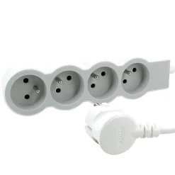 Multiprise 4 prises blanc et gris 3 m^Legrand Hot