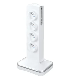Multiprise 8 prises parafoudre sur socle USB 2m blanc-Masterplug Sale