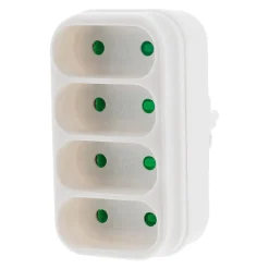 Multiprise 4 prises pour façade 4x6A - Blanc --Zenitech Discount