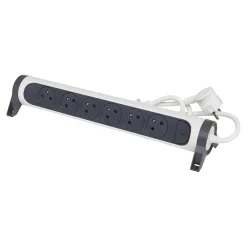 Multiprise 6 prises rotative à fixer blanc et gris 3 m^Legrand Sale