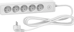 Multiprise 5 prises Odace blanc 3 m^Schneider Electric Clearance