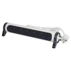 Multiprise avec interrupteur 5 prises rotative à fixer blanc et gris 3 m^Legrand Discount