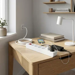 Multiprise avec interrupteur 6 prises blanc 1 m^ Hot