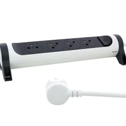 Multiprise avec interrupteur 4 prises rotative à fixer blanc et gris 1.5 m^Legrand Hot
