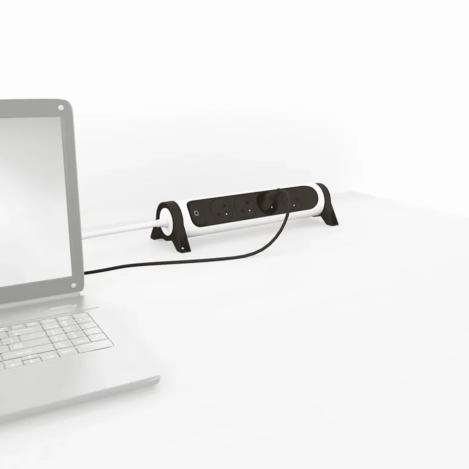 Multiprise avec interrupteur 4 prises rotative à fixer blanc et gris 1.5 m^Legrand Hot