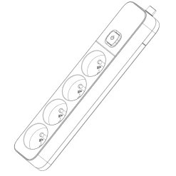 Multiprise avec interrupteur 4 prises 2 pôles + terre à câbler^ Sale