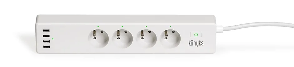 Multiprise connectée Wi-Fi 4 prises 220V + 4 USB 1.8m-Konyks Online