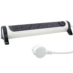 Multiprise parafoudre 3 prises + + 2 chargeurs USB-A et C blanc et gris 1.5 m^Legrand Discount