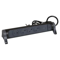 Multiprise parafoudre avec interrupteur 4 prises noir et gris 1.5 m^Legrand Discount