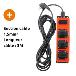 Multiprise étanche 3 prises 16A 2P+T + USB --Zenitech Sale