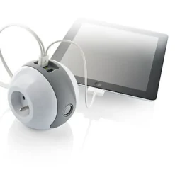 Multiprise Wattball 2x 16A + 1 x 6A + 2 x USB 2.1A blanc et gris^Watt & Co Outlet