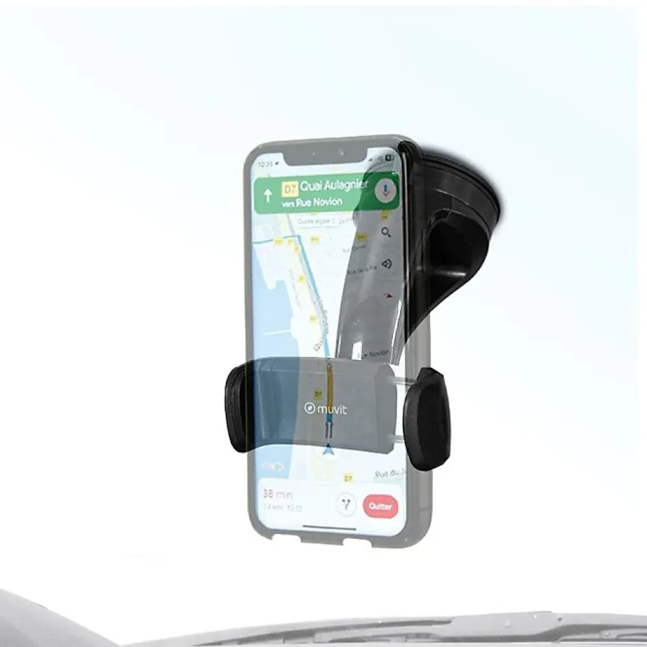 Support Voiture pour Smartphones Rotatif à 360 Pince Extensible à 80mm Noir^Muvit Clearance