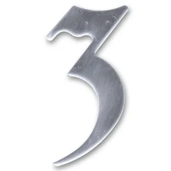 N° de maison - marquage 3 - en acier inoxydable - couleur gris - à visser - hauteur 10 cm - HS003-Chapuis Outlet