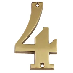 N° de maison - marquage 4 - en laiton - couleur or - à visser - hauteur 9,7 cm - CLM9704-Chapuis Sale
