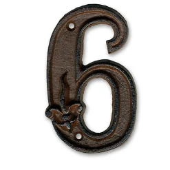 N° de maison - marquage 6 - en fonte - couleur marron - à visser - hauteur 12 cm - DB62-6^Chapuis