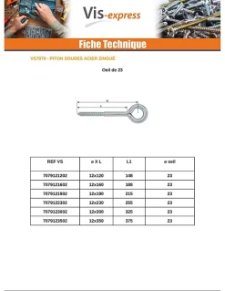 Oeillet Echafaudage 12X160 Oeil 50 Acier zingué - 1 pièce^Vis Express Hot