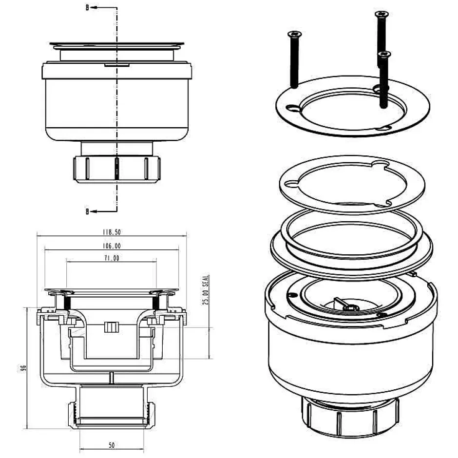 Option de remplacement : Bonde verticale pour receveur MADISON ELITE et QUORE^Stano Online