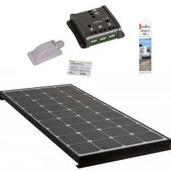 PACK BLACK BOOSTER 170W Seul Panneau solaire Camping Car + Kit de pose solaire avec Régulateur de Charge^Antarion Best
