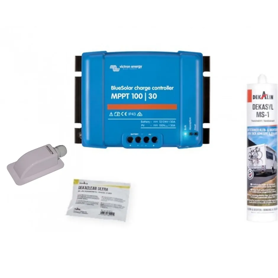 PACK BLACK BOOSTER 170W Seul Panneau solaire Camping Car + Kit de pose solaire avec Régulateur de Charge^Antarion