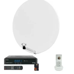 Pack Parabole Satellite Fibre Composite Blanche 85cm + LNB Single + VEGA 3 Récepteur TV satellite Full HD + Carte^Hdsat Sale