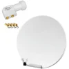 Pack Parabole satellite fibre composite Blanche 60cm BRIDES INOX + LNB Twin HD 4K-Hdsat Best