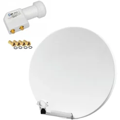 Pack Parabole satellite fibre composite Blanche 60cm BRIDES INOX + LNB Twin HD 4K-Hdsat Best