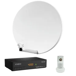 Pack Parabole Satellite Fibre Composite Blanche 60cm + LNB Single + Décodeur Satellite ASTRA HD + Carte-Hdsat Best