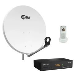 Pack Parabole satellite acier 80cm avec Support LNB + LNB Single + Décodeur Satellite ASTRA HD + Carte^Hdsat