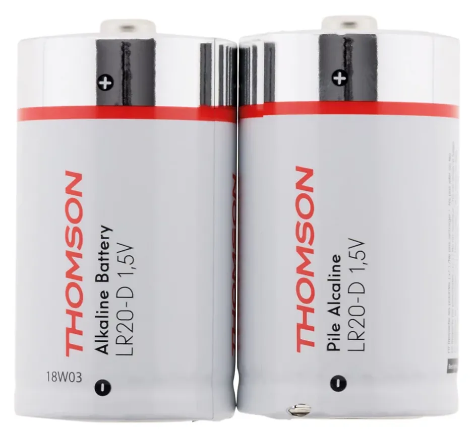 Pack 2 piles alcalines LR20 D 1,5V --Thomson New
