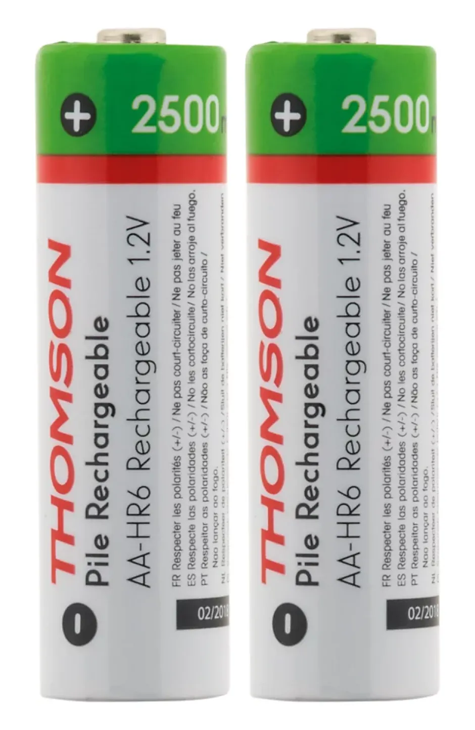 Pack 2 piles rechargeables HR06 AA 2500 mAh -^Thomson Discount